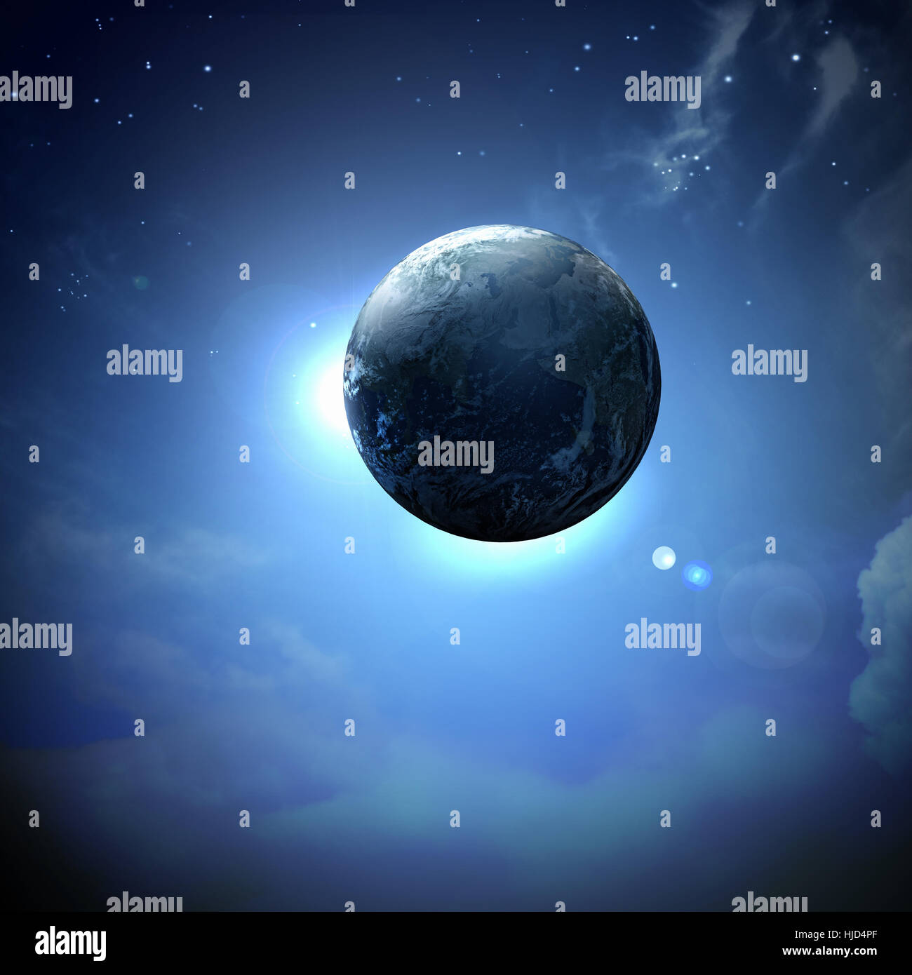 Image of earth planet in space against illustration background Stock Photo
