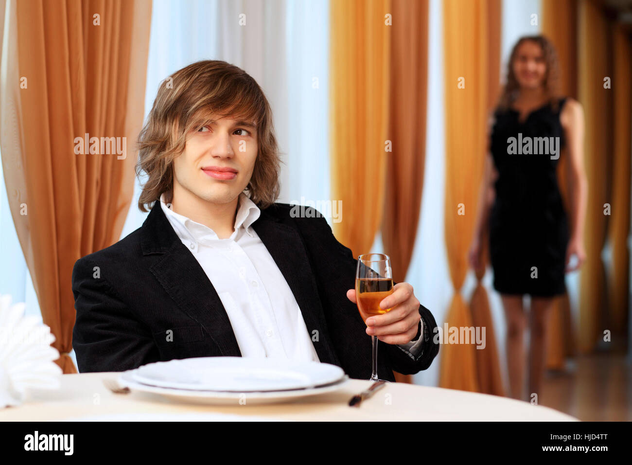 Portrait young man table hi-res stock photography and images - Alamy