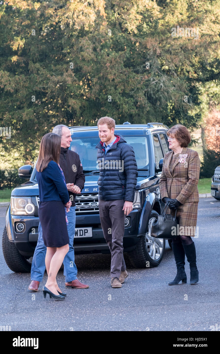 Tedworth House Tidworth. 23rd Jan, 2017.  Prince Harry  visiting Help for Heroes to learn more about the support offered to Veterans and Armed Forces families who are struggling with their mental health. This includes a Hidden Wounds psychological wellbeing service. Credit:  Paul Chambers/Alamy Live News Stock Photo