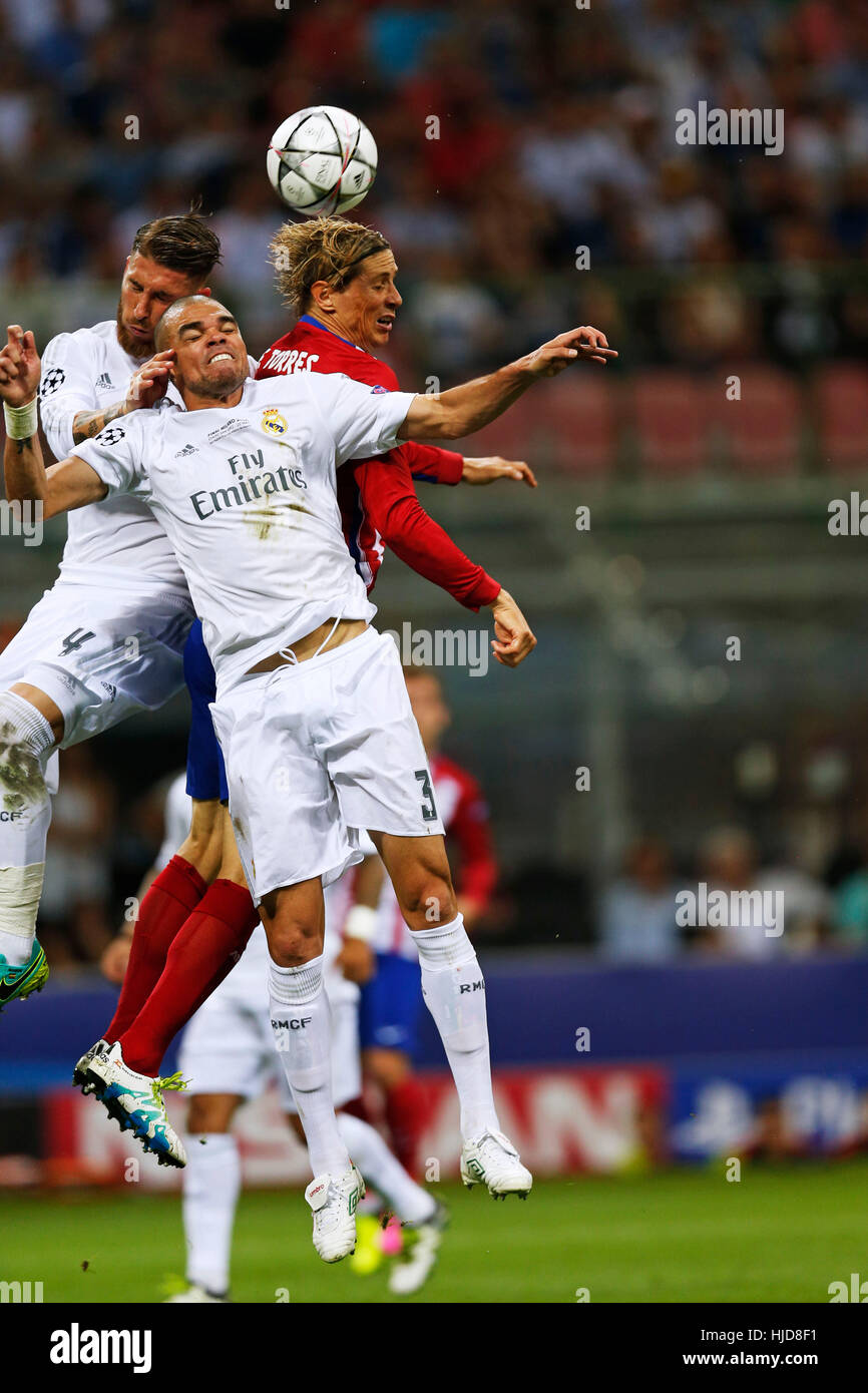 San Siro Stadium, Milan, Italy. 28th May, 2016. Sergio Ramos, Pepe