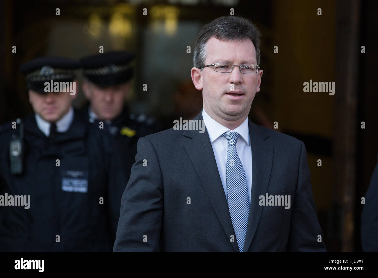 London, UK. 24th Jan, 2017. Attorney General Jeremy Wright QC MP prepares to make a statement on behalf of the Government following the Article 50 ruling at the Supreme Court. Credit: Mark Kerrison/Alamy Live News Stock Photo