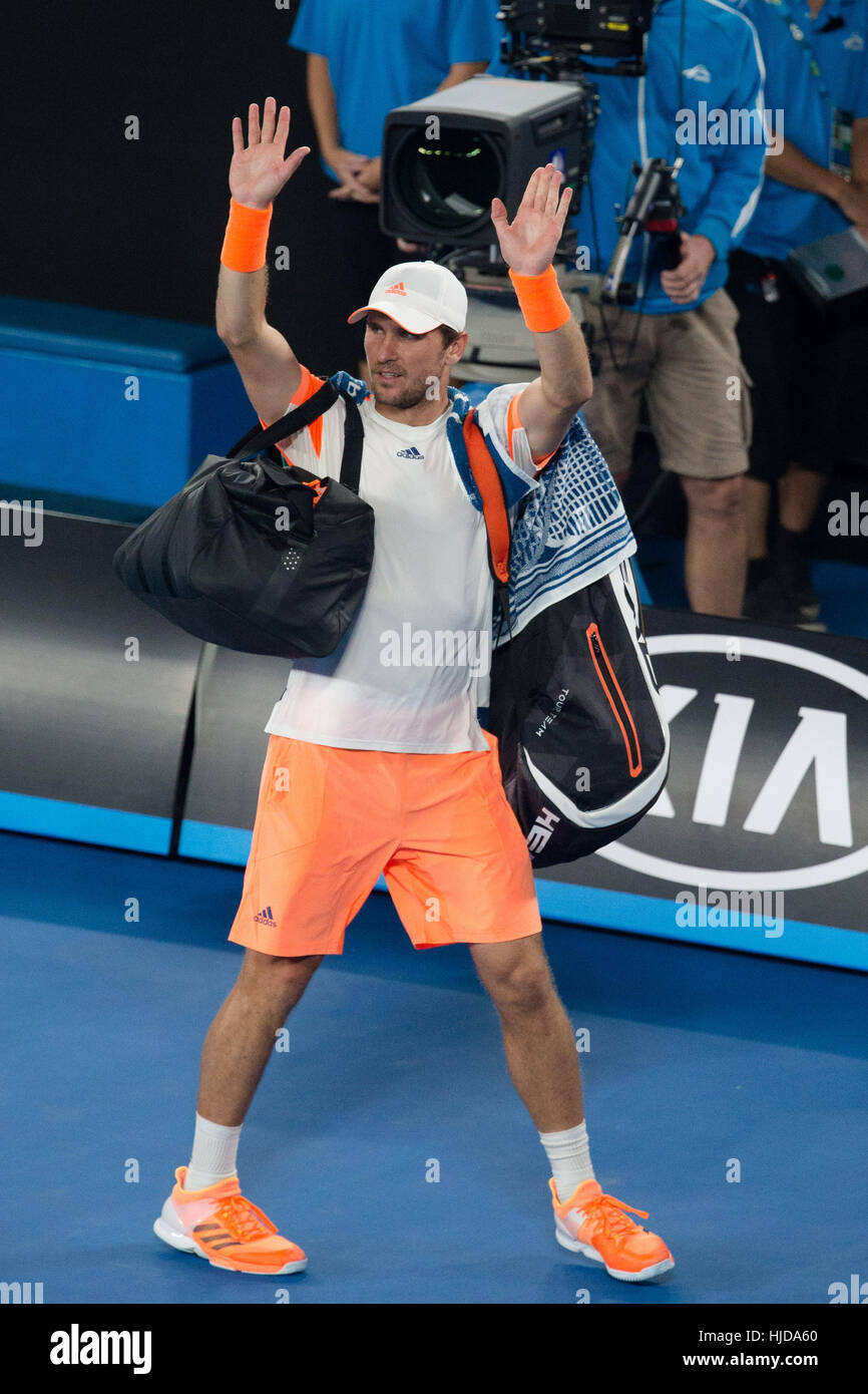 Melbourne, Australia. 24th January 2017: Mischa Zverev of Germany at the 2017 Australian Open at Melbourne Park in Melbourne, Australia. Credit: Frank Molter/Alamy Live News Stock Photo