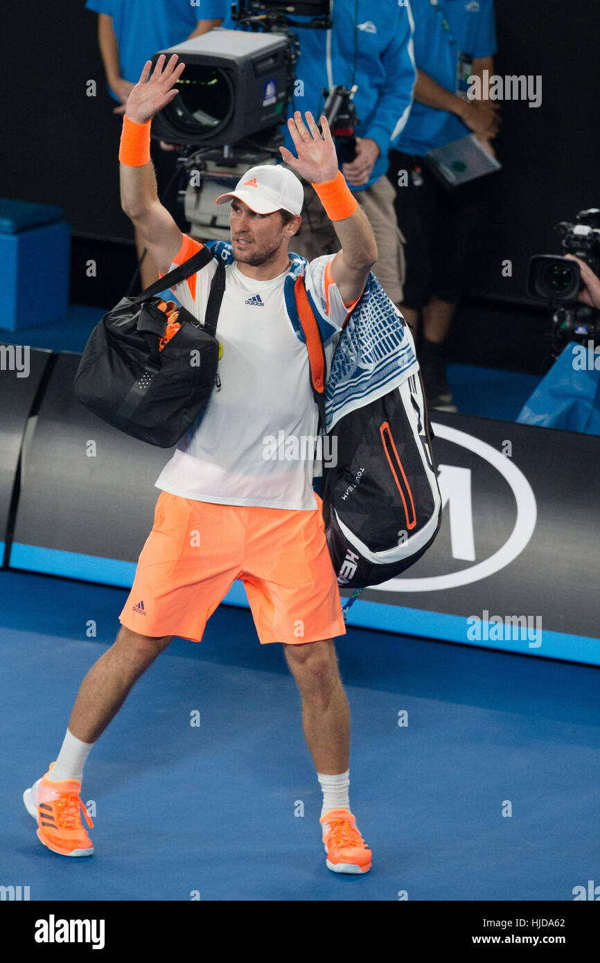 Melbourne, Australia. 24th January 2017: Mischa Zverev of Germany at the 2017 Australian Open at Melbourne Park in Melbourne, Australia. Credit: Frank Molter/Alamy Live News Stock Photo