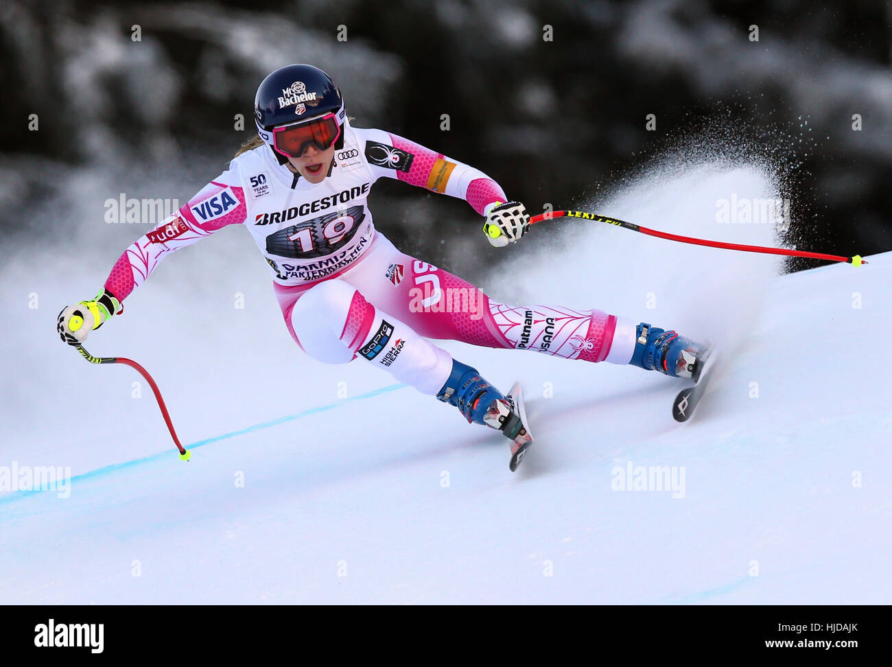 Garmisch Partenkirchen, Germany. 24th Jan, 2017. American skier