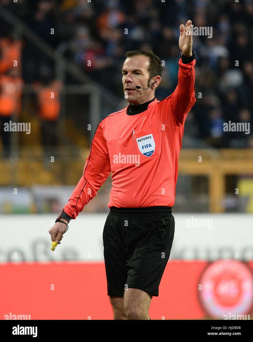 Referee Marco Fritz in action during the German soccer Bundesliga match ...