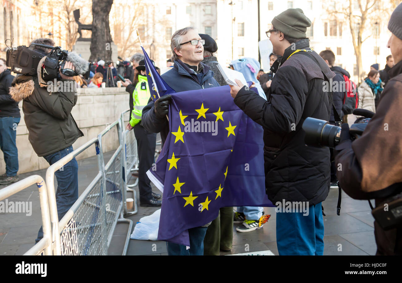 London, UK. 24th Jan, 2017. Verdict of the Supreme Court. The verdict of the Supreme Court was given today. Remain supporters were interviewed outside the court. Credit: Jane Campbell/Alamy Live News Stock Photo