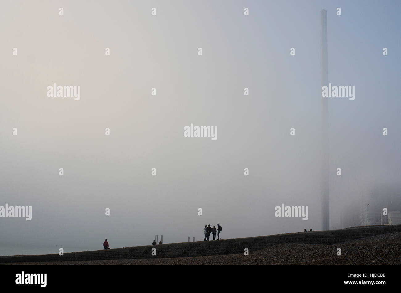 Brighton, England, UK. 24th Jan, 2017. UK Weather. Dense patches of heavy fog reappear on Brighton seafront after a relatively clear day. Credit: Francesca Moore/Alamy Live News Stock Photo