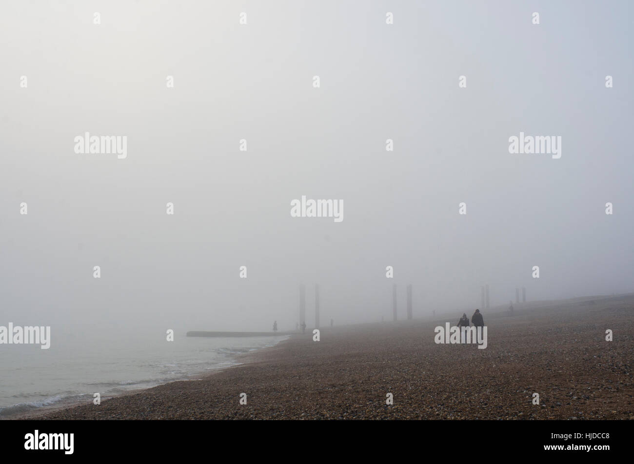 Brighton, England, UK. 24th Jan, 2017. UK Weather. Dense patches of heavy fog reappear on Brighton seafront after a relatively clear day. Credit: Francesca Moore/Alamy Live News Stock Photo