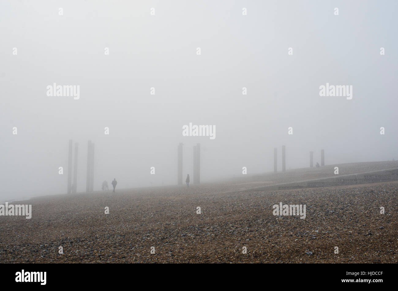 Brighton, England, UK. 24th Jan, 2017. UK Weather. Dense patches of heavy fog reappear on Brighton seafront after a relatively clear day. Credit: Francesca Moore/Alamy Live News Stock Photo
