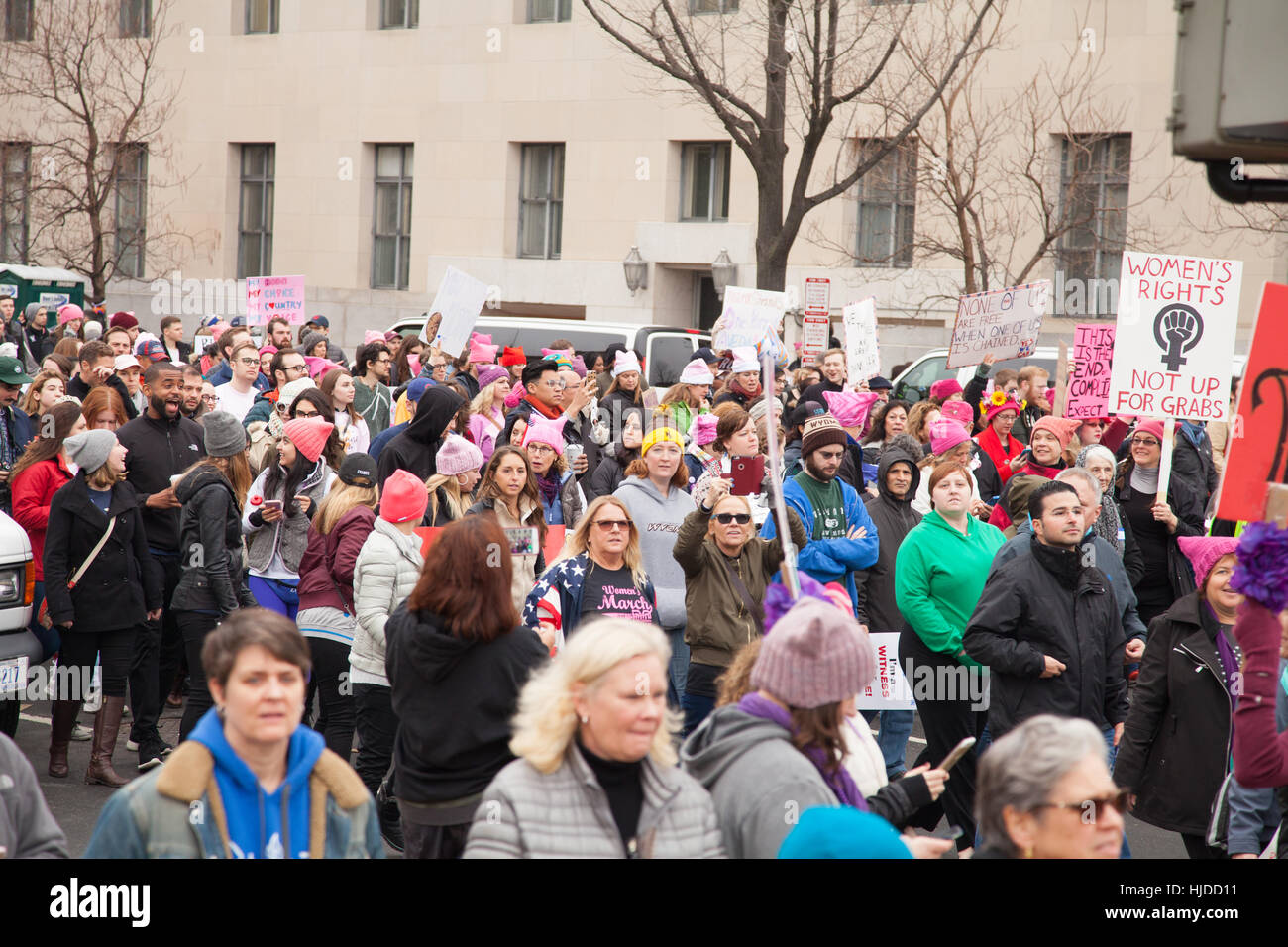Washington, USA. January 21st, 2017. Women's March on Washington, DC: Women (and men) protested President Trump's positions on women's and other human rights. Credit: Dasha Rosato/Alamy Live News Stock Photo