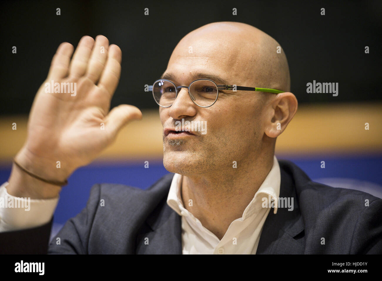 Brussels, Belgium. 24th Jan, 2017. Raul Romeva Catlan minister of Foreign Affairs and Transparency take part in the conference on The Catalan Independence Referendum at European Parliament headquarters in Brussels, Belgium on 24.01.2017 by Wiktor Dabkowski | usage worldwide Credit: dpa/Alamy Live News Stock Photo
