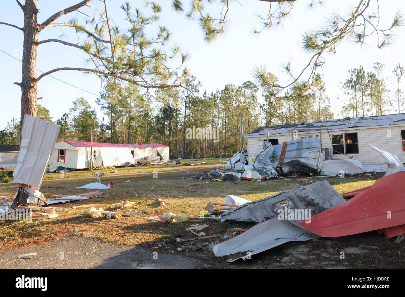 Adel, 24th Jan, 2017. Mobile homes damaged by a tornado on