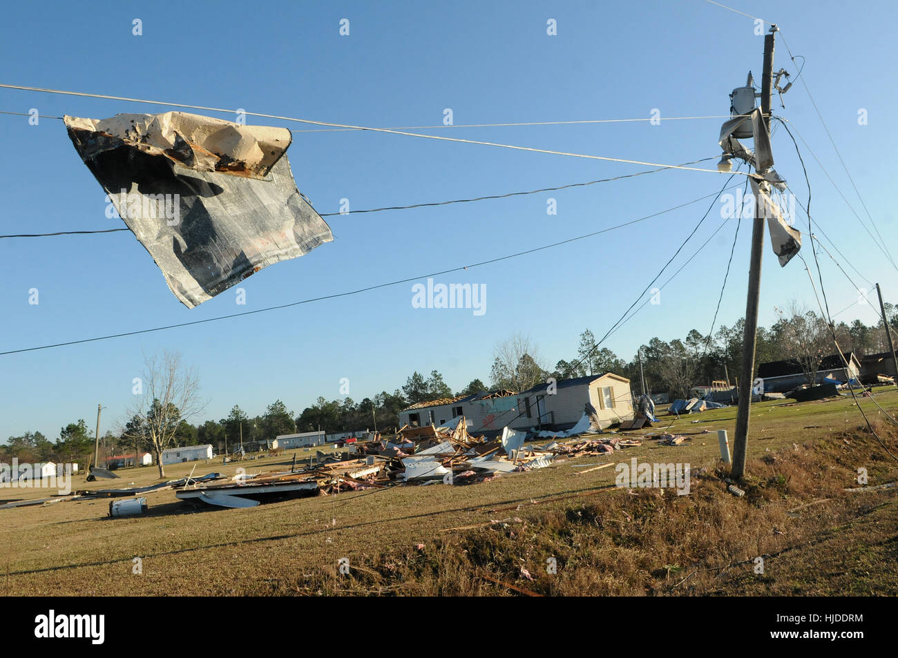 Adel, 24th Jan, 2017. Mobile homes damaged by a tornado on