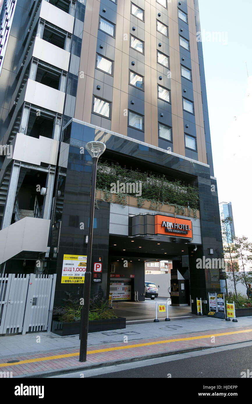 The exterior of the APA Hotel in Shinjuku on January 25, 2017 in Tokyo, Japan. China's tourism authority has called for a boycott of the Japanese hotel chain due to controversy over a book written by the hotel's CEO, Toshio Motoya, which has been placed in hotel rooms and includes passages denying Japanese wartime atrocities in the Chinese city of Nanjing. As China prepares to celebrate the New Year many Chinese visitors are expected in Japan and the hotel chain is one of a number benefitting from a massive boom in inbound tourism. Credit: Rodrigo Reyes Marin/AFLO/Alamy Live News Stock Photo