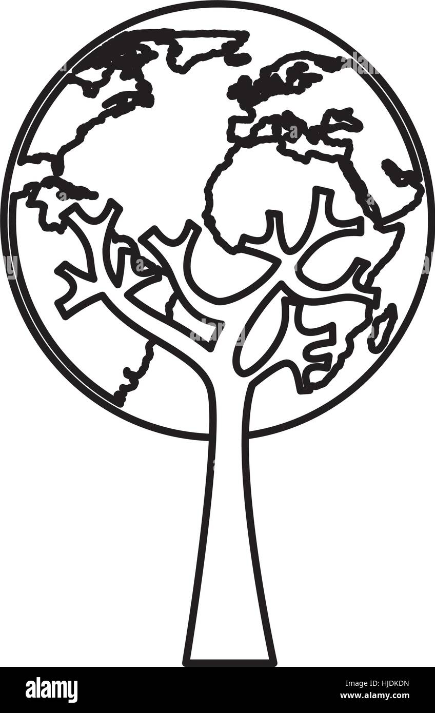 tree plant with earth planet vector illustration design Stock Vector ...