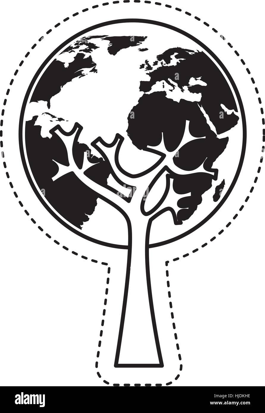 tree plant with earth planet vector illustration design Stock Vector ...