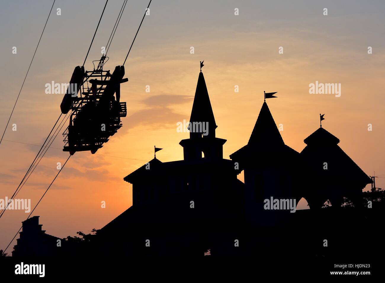 Here is a picture of a beautiful silhouette of the castle at wonderla, located at bangalore, india. Stock Photo