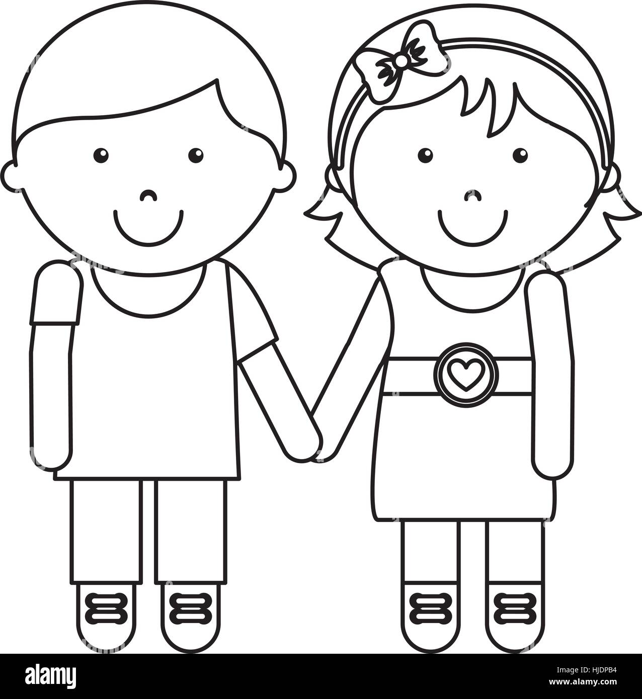 Cute Little Couple Character Vector Illustration Design Stock Vector Image Art Alamy