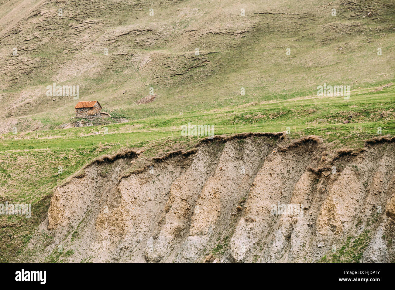 Small Church In Mountains On The Territory Of The Convent In Abano Village In Truso Gorge In Mtskheta-mtianeti Region, Georgia. Stock Photo
