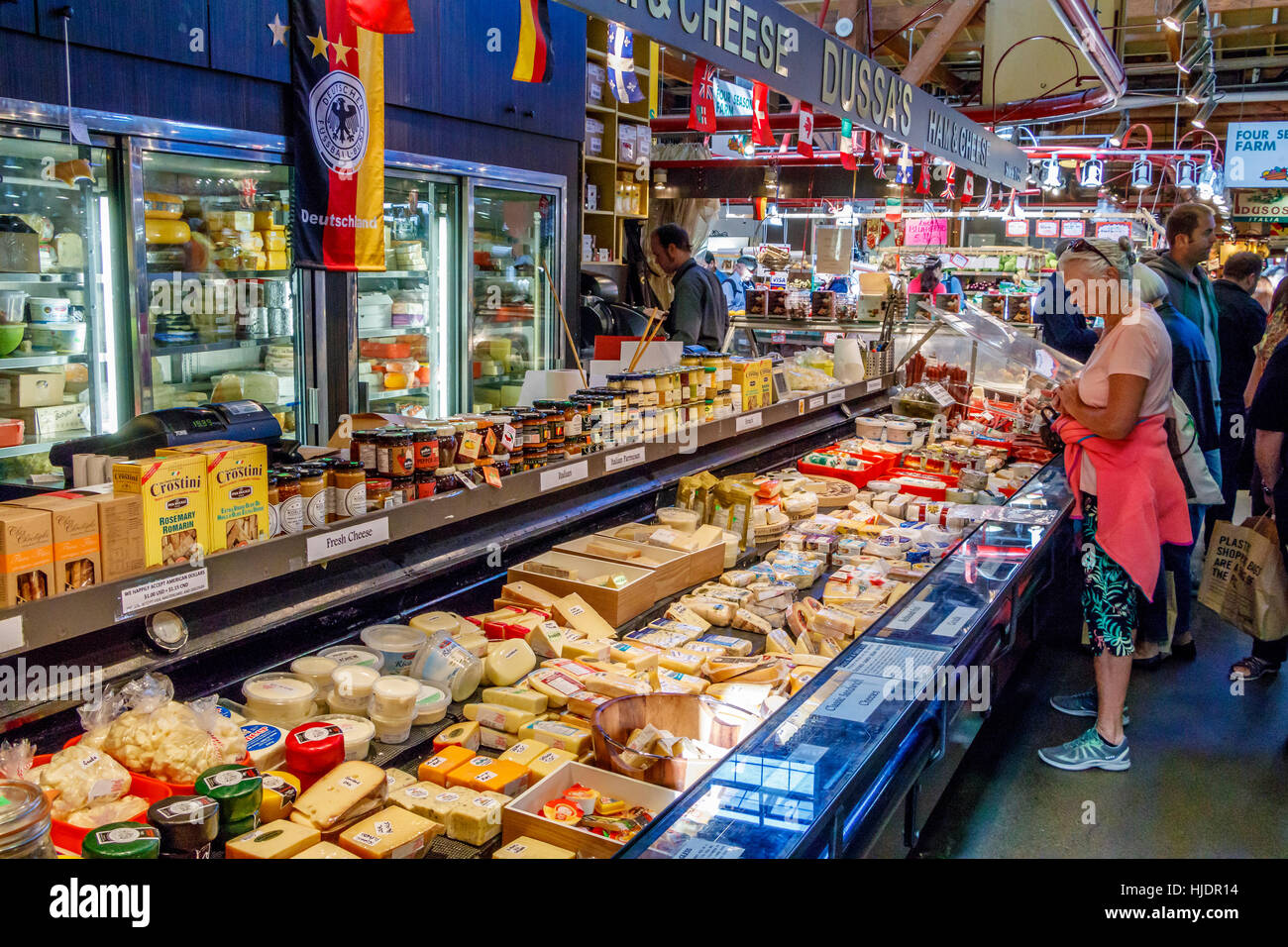 Cheese counter at the famous Granville Island Indoor Market, Vancouver