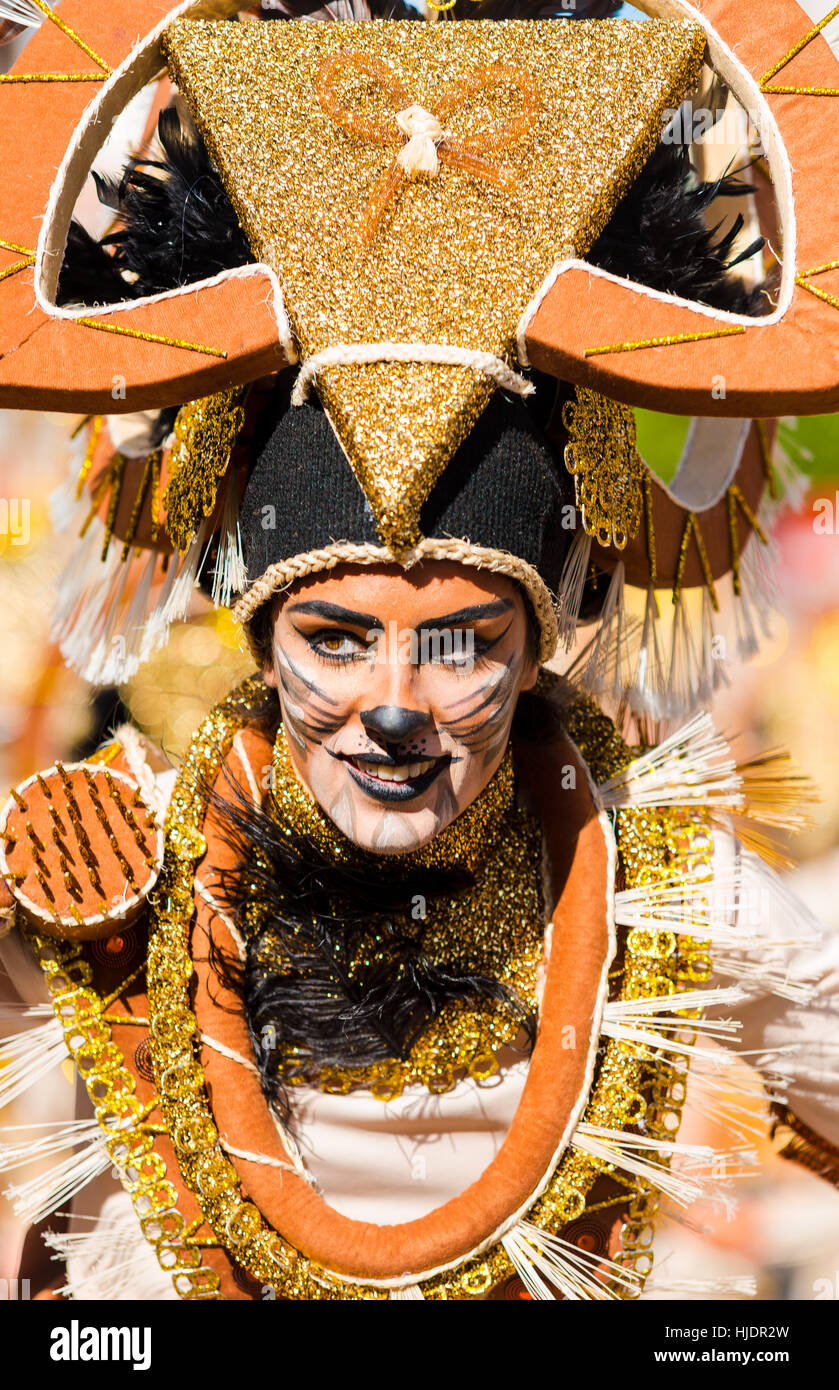 Badajoz, Spain - february 15, 2015:Performers take part in the Carnival parade of comparsas at Badajoz City. Stock Photo