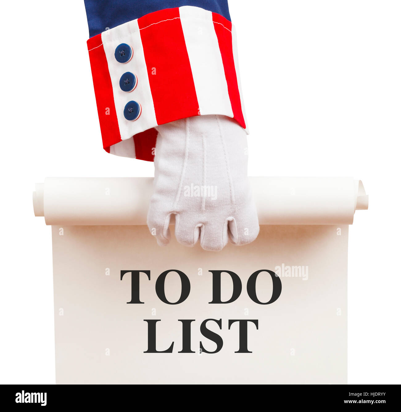 President Holding a to Do List Agenda Isolated on White Background. Stock Photo