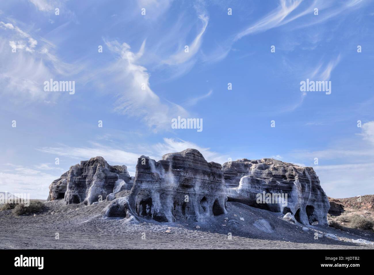 Erosion of volcanic layers, Teseguite, Guatizia, Lanzarote, Canary Islands, Spain Stock Photo