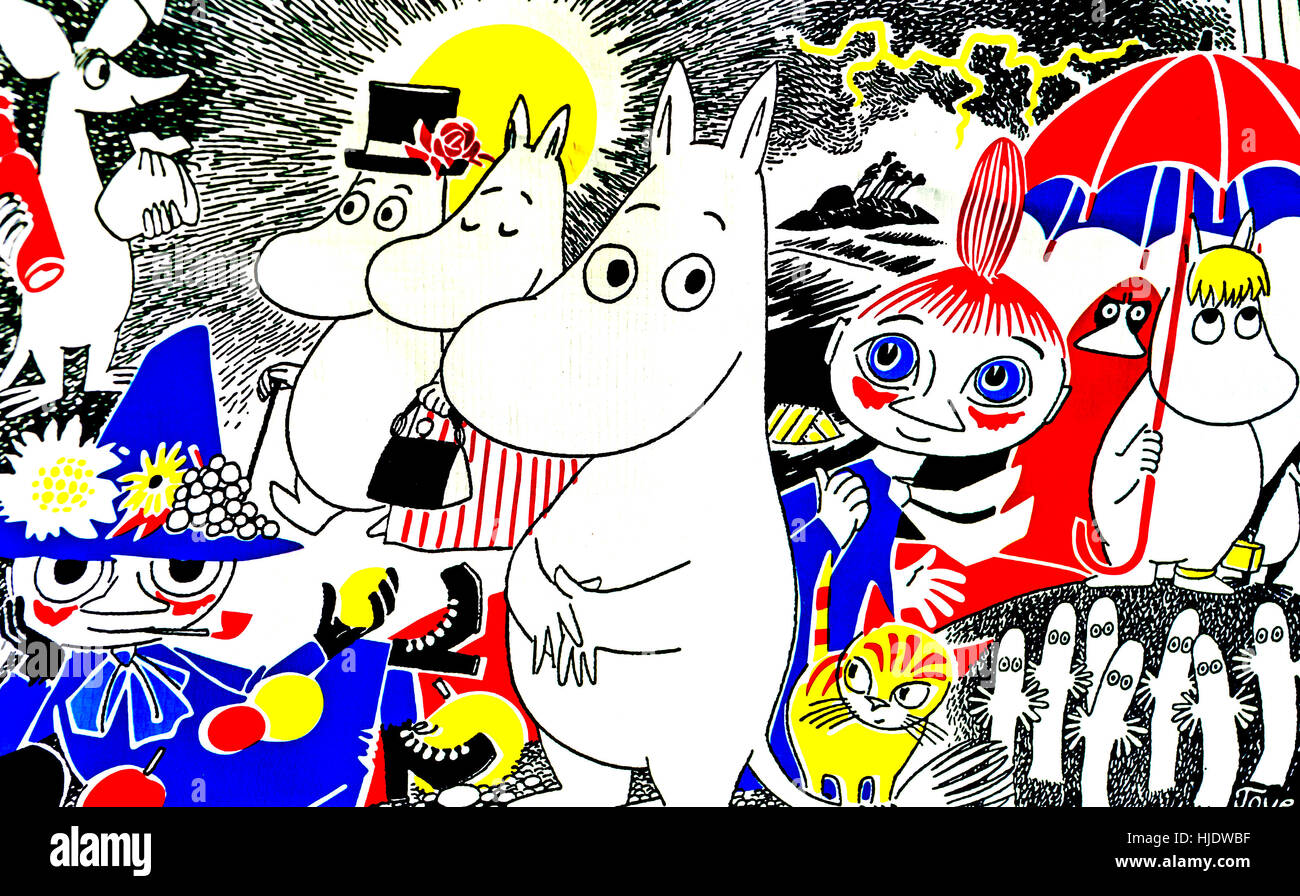 Design with the Moomin family; Mumin Familie von Tove Jansson Stock Photo