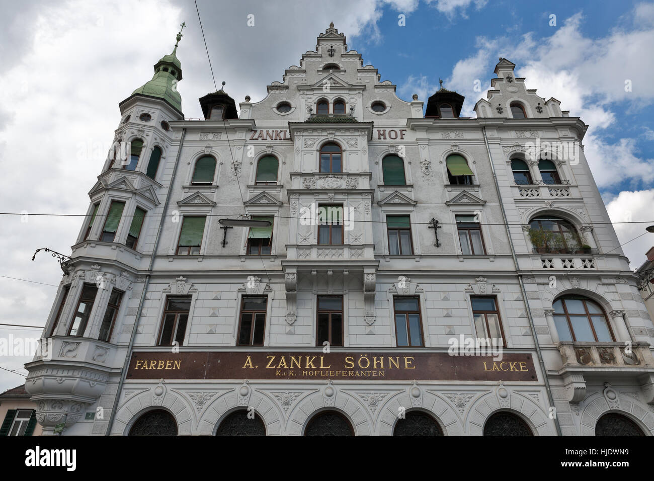 GRAZ, AUSTRIA - SEPTEMBER 11, 2015: Old architecture of the downtown in ...
