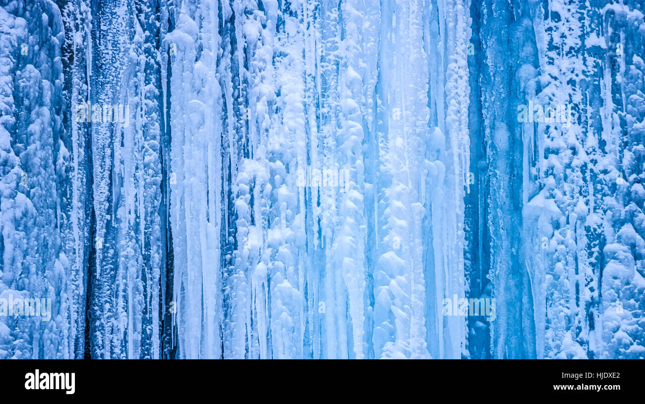 Frozen waterfall in winter time at Plitvice lakes in Croatia Stock