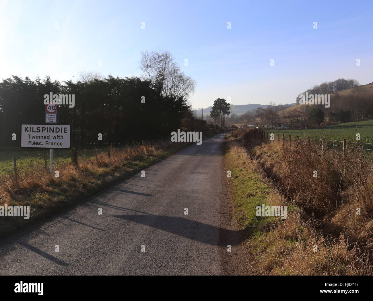 Kilspindie sign Perthshire Scotland January 2017 Stock Photo - Alamy