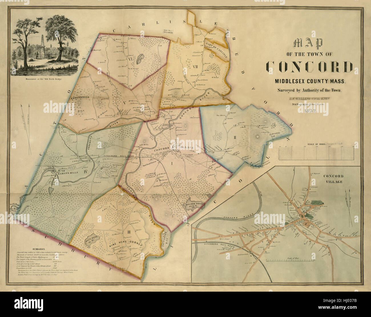Map of Concord 1852 Stock Photo - Alamy