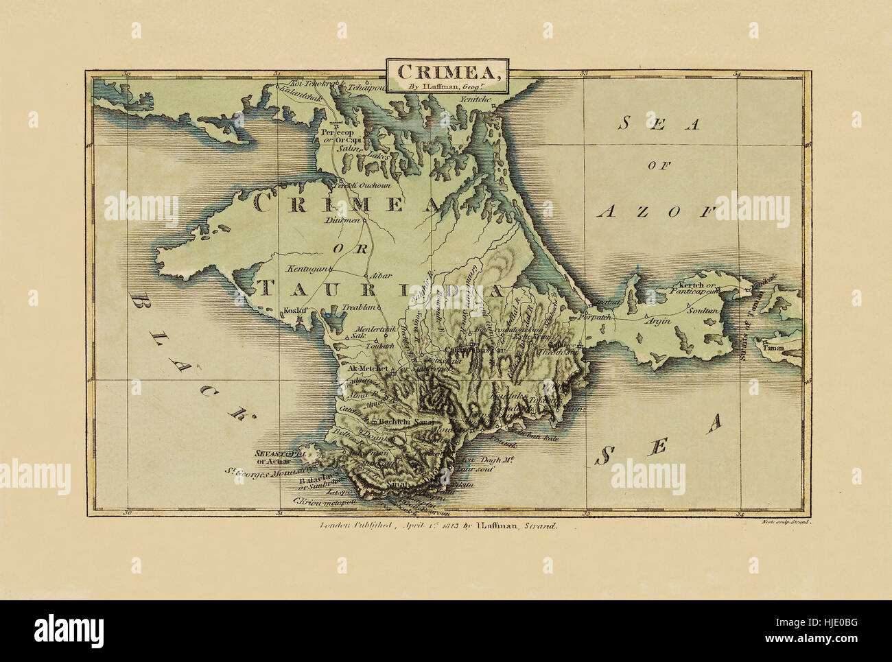 Map Of Crimea 1815 Stock Photo