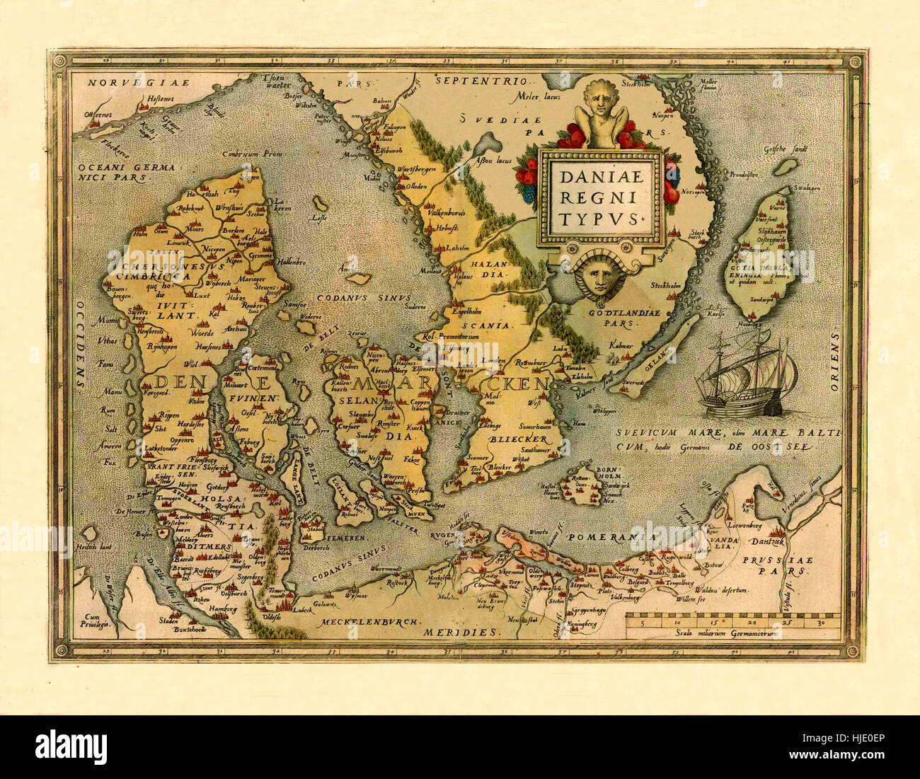 Map Of Denmark 1572 Stock Photo Alamy