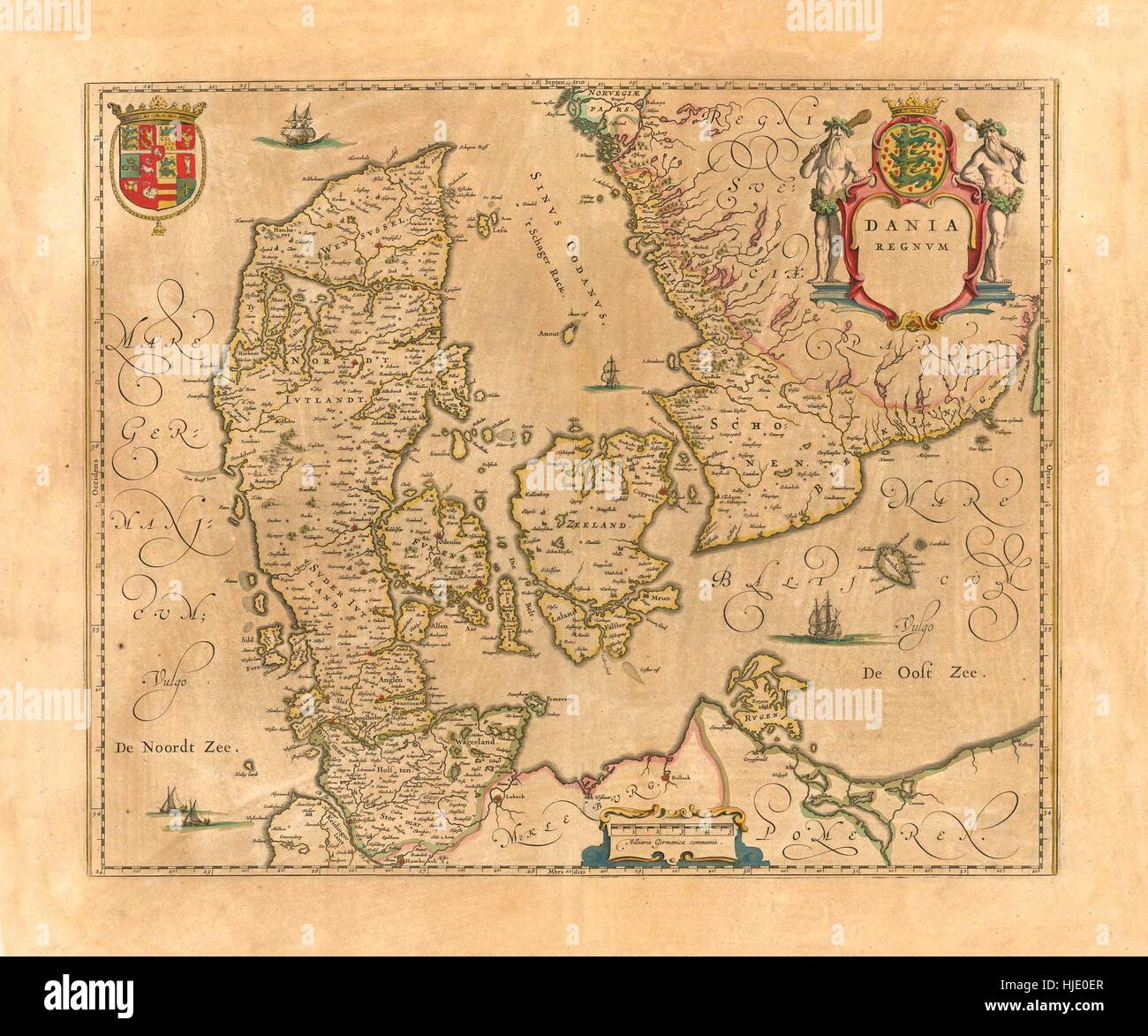 Map Of Denmark 1645 Stock Photo Alamy
