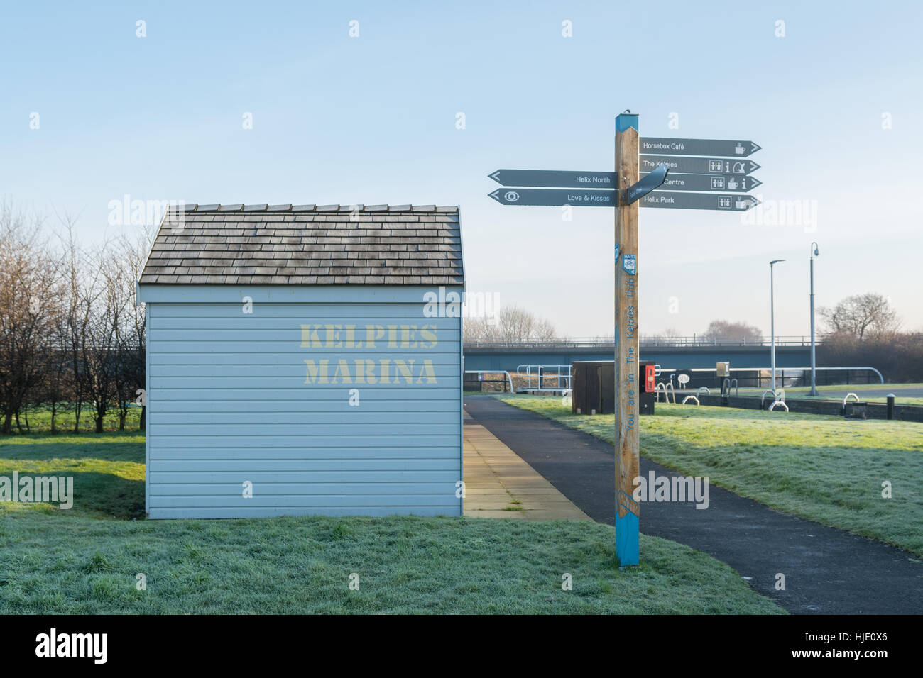 Kelpies Marina, Forth and Clyde canal, Grangemouth, Scotland, UK Stock Photo