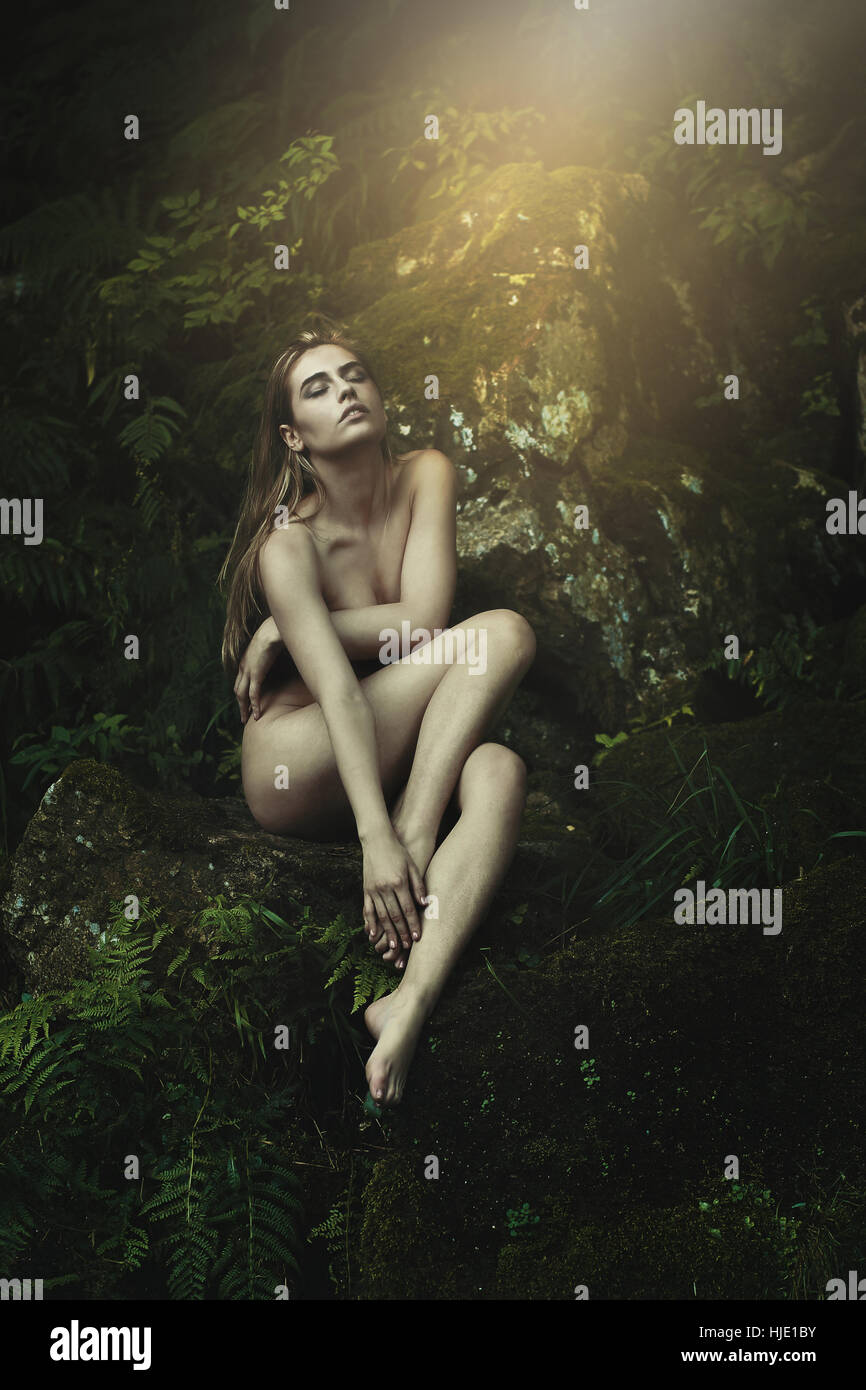 Forest dryad looking for inspiration. Fantasy and myth Stock Photo