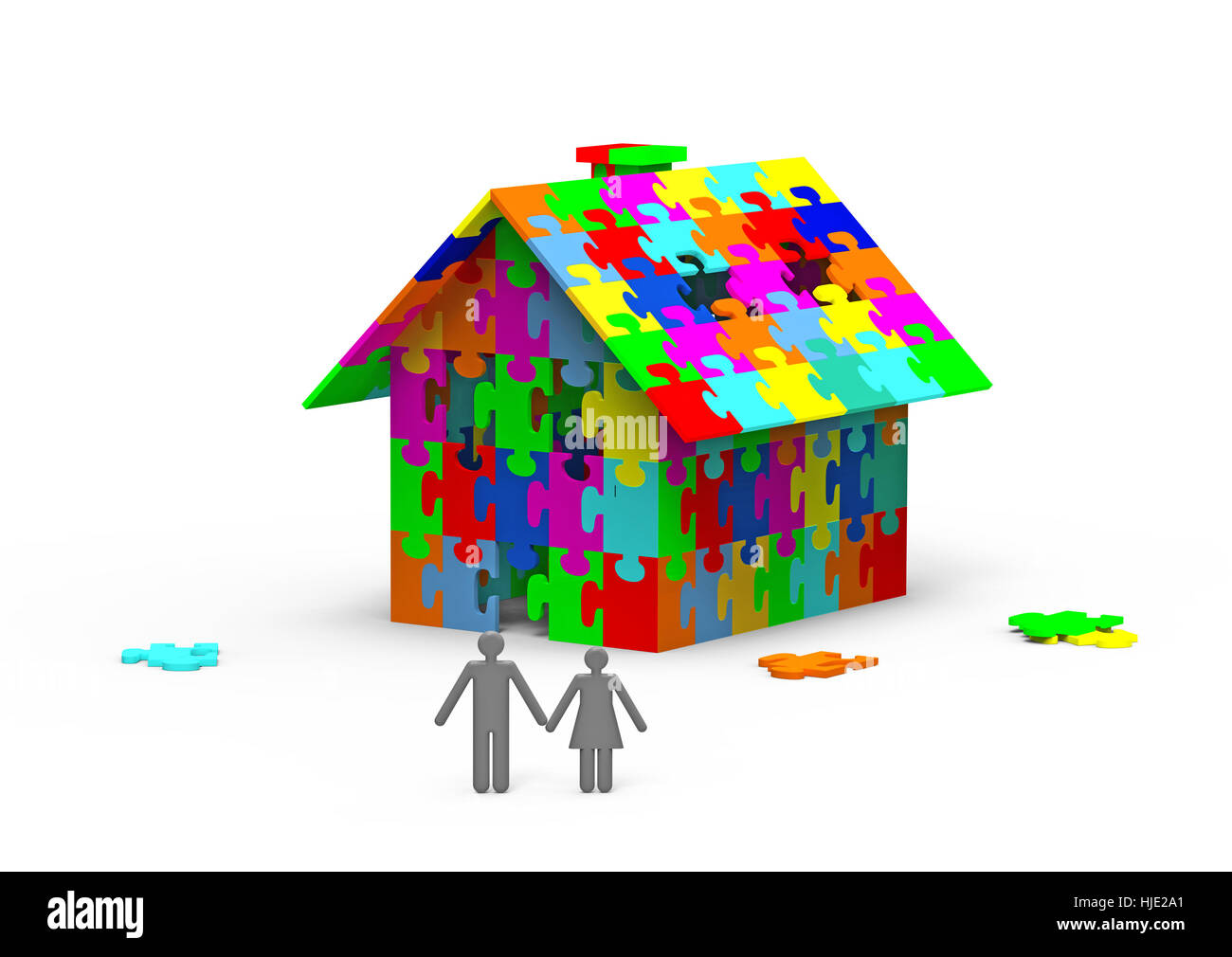 house, building, illustration, jigsaw, puzzle, jigsaw puzzle, piece