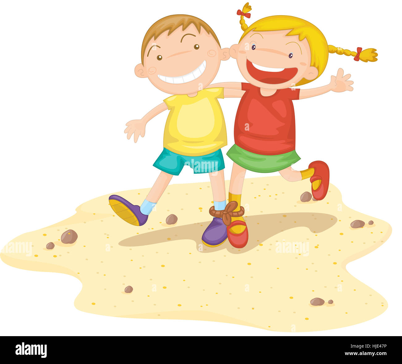 Illustration of a two kids on white Stock Photo - Alamy