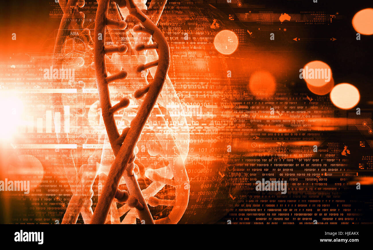 Biochemistry background concept with high tech dna molecule Stock Photo ...