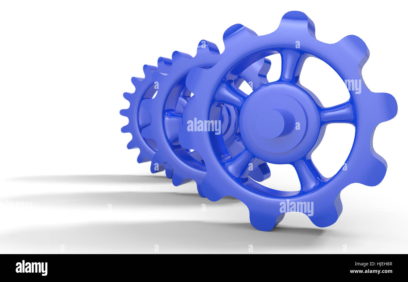 blue gears isolated 6 Stock Photo - Alamy