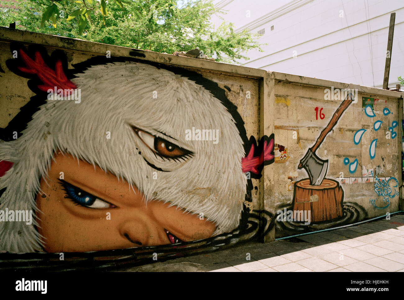 Graffiti urban street art in Bangkok in Thailand in the Far East in