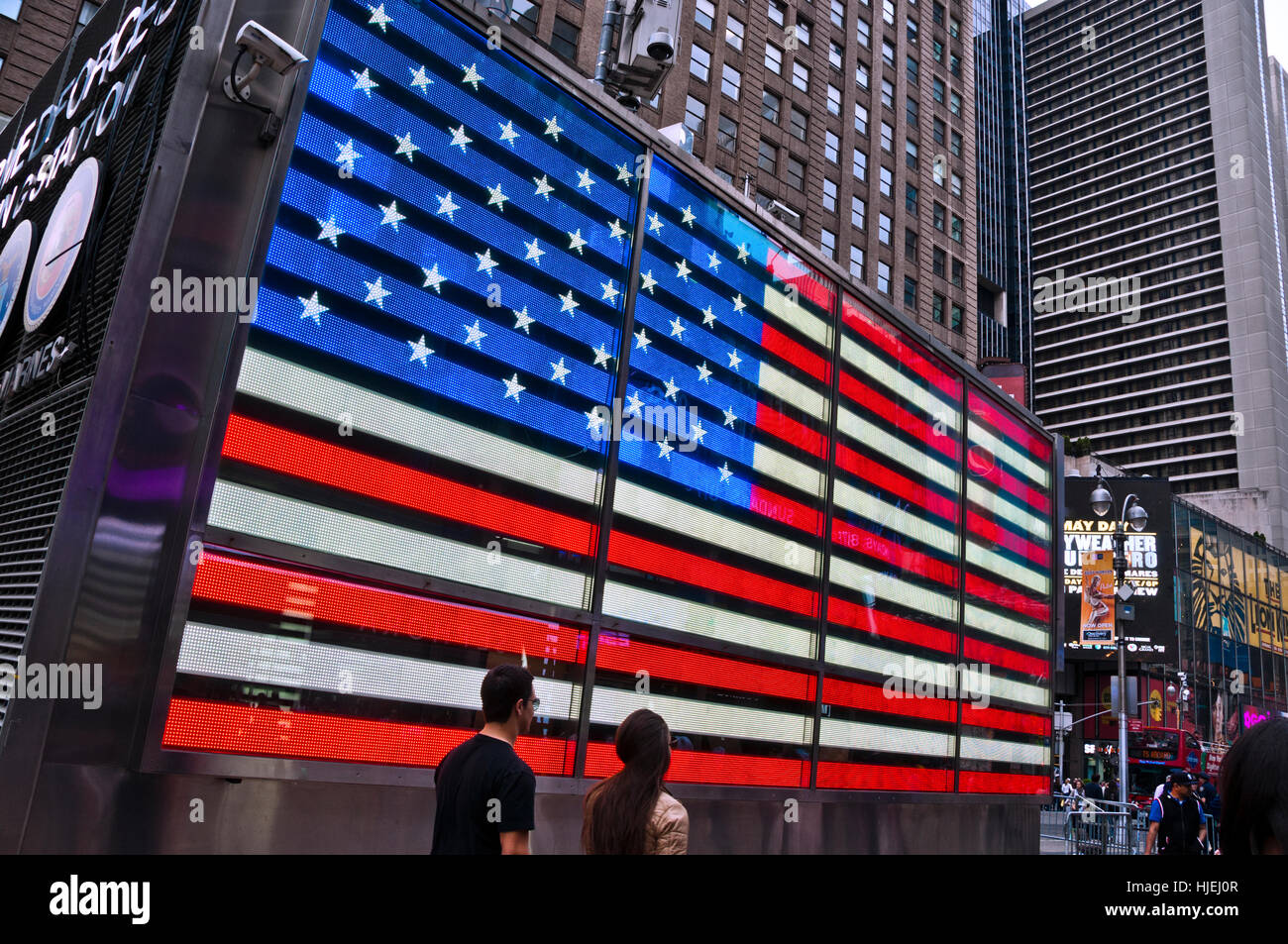 American flag in Times Square NYC Stock Photo