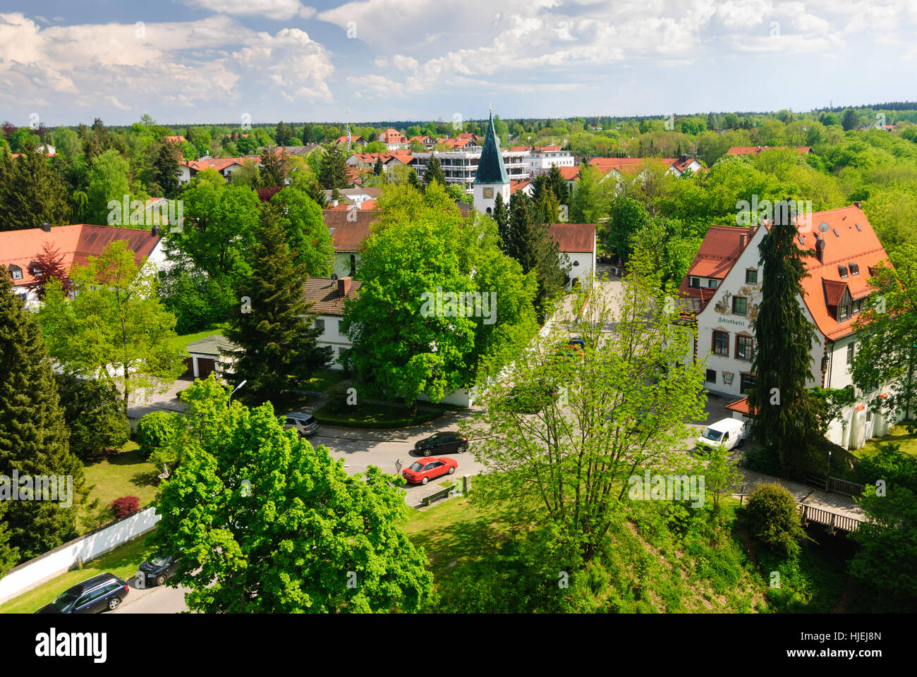 Grünwald: town centre, Oberbayern, Upper Bavaria, Bayern, Bavaria, Germany Stock Photo