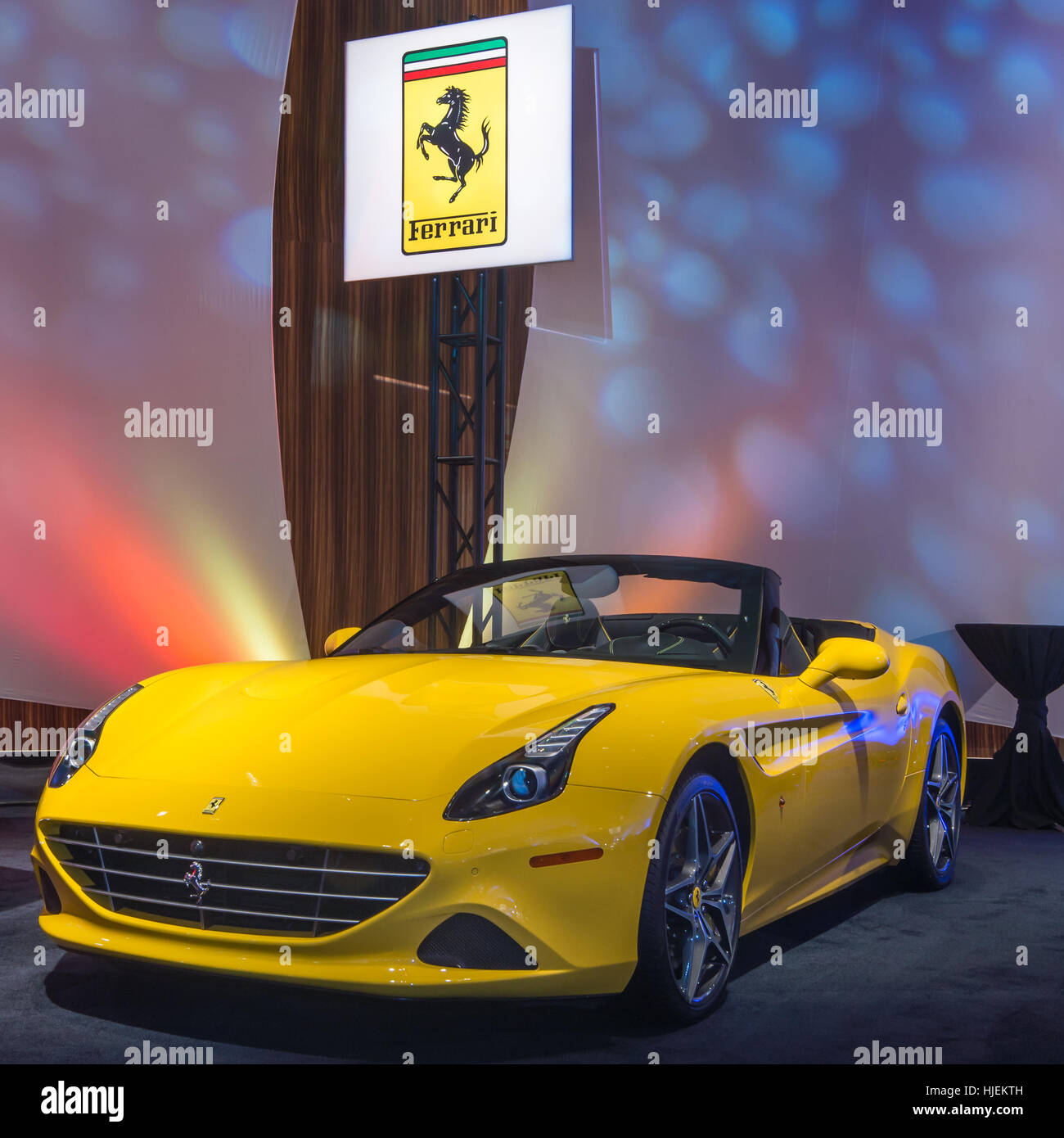 Ferrari California T car at The Gallery, part of the North American International Auto Show (NAIAS). Stock Photo