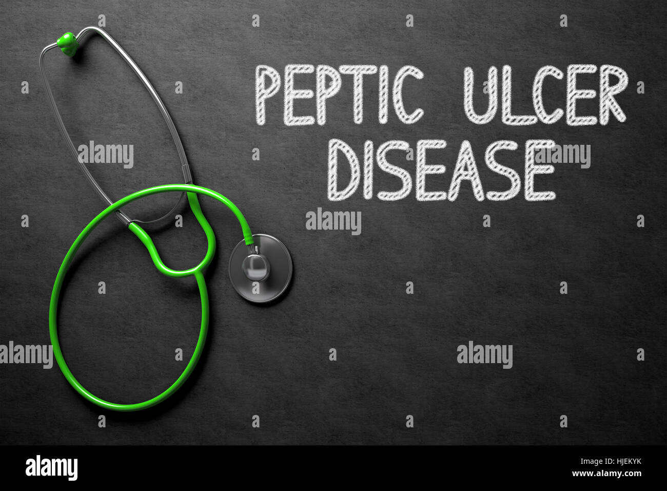 Peptic Ulcer Disease on Chalkboard. 3D Illustration. Stock Photo