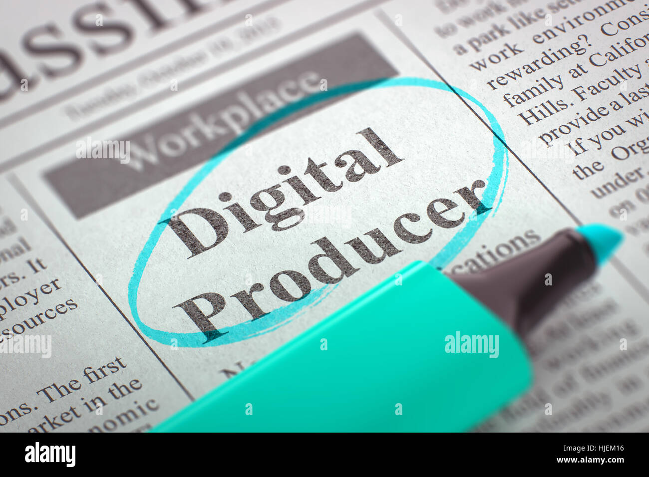 Digital Producer Wanted. 3D. Stock Photo