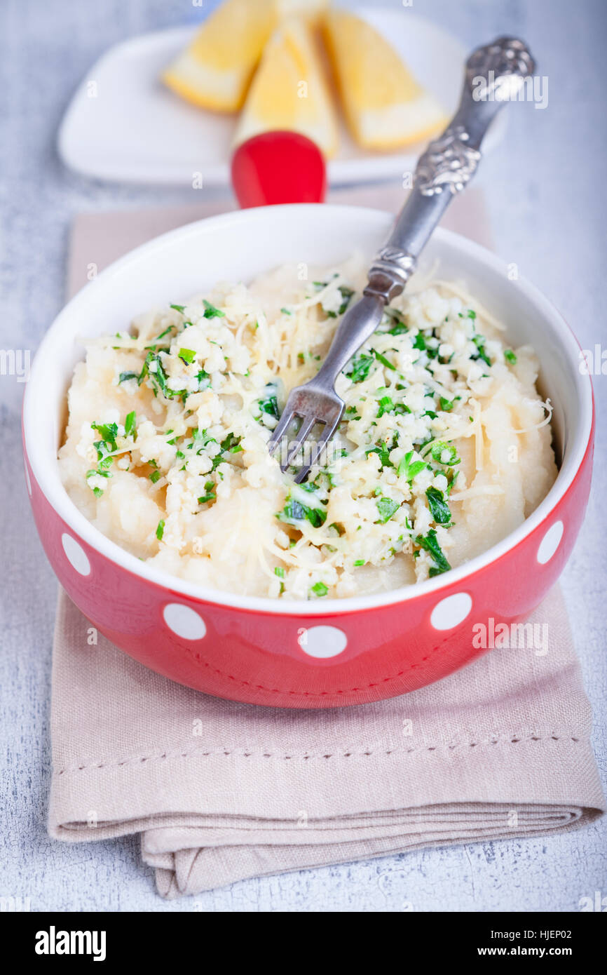 Fish pie with celery root on a napkin Stock Photo Alamy