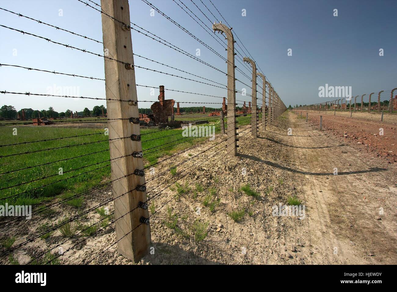 ruin, concentration, camp, prison, camp of tents, break, rest, pause, fence, Stock Photo