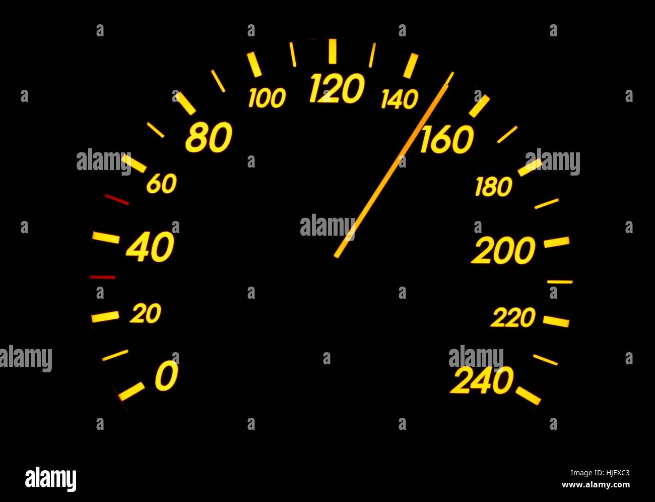 Speedometer of a car showing 150 Stock Photo - Alamy